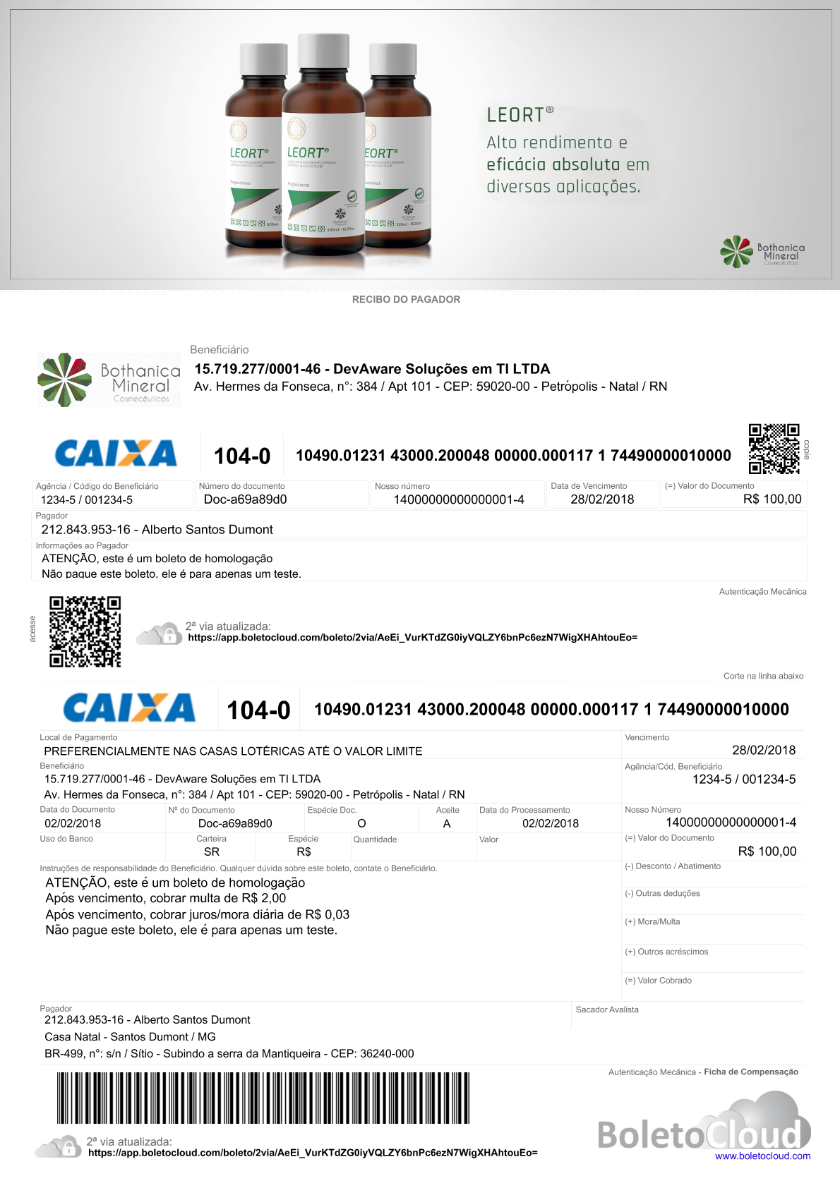 Exemplo 31 de boleto personalizado